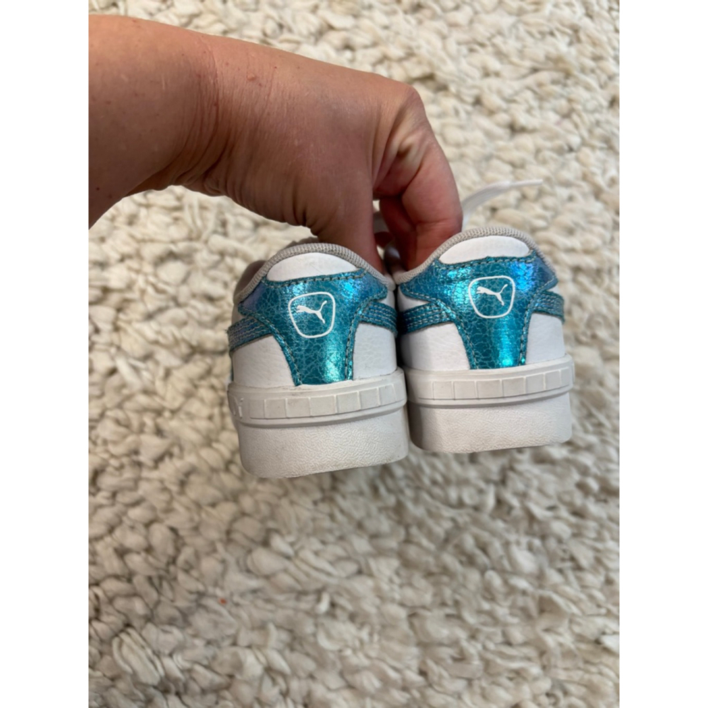Girls' Puma White & Blue Sparkle Sneakers Size 13 (Little Girl) lace up - Picture 8 of 9